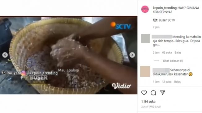 Perajin tempe curang mengoplos kacang kedelai dengan bubur kertas. (Instagram/@kepoin_trending)