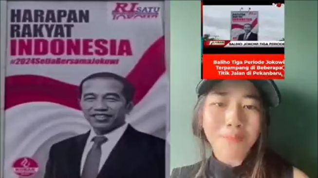 Viral Seleb TikTok Semprot Habis-habisan Baliho Jokowi 3 Periode 'Harapan Rakyat Indonesia' di Pekanbaru