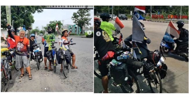 Rombongan bapak-bapak naik sepeda dari Bandung menuju Sirkuit Mandalika (Instagram)