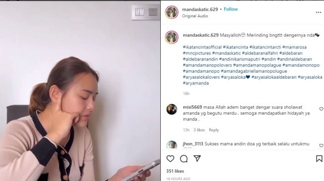 Amanda Manopo lantunkan shalawat (instagram.com)