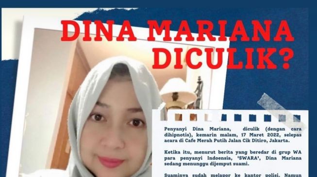 Sempat Dikabarkan Diculik dan Dihipnotis Setelah Pesta, Penyanyi Dina Mariana Sudah Ditemukan oleh Suami