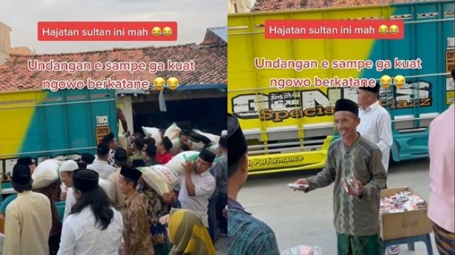 Viral Hajatan Sultan Beri Tamu Undangan Sekarung Beras (TikTok)