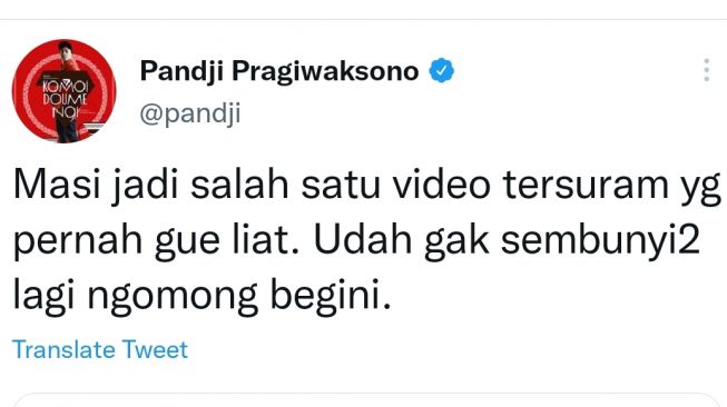 unggahan Pandji Pragiwaksono (Twitter/@pandji)