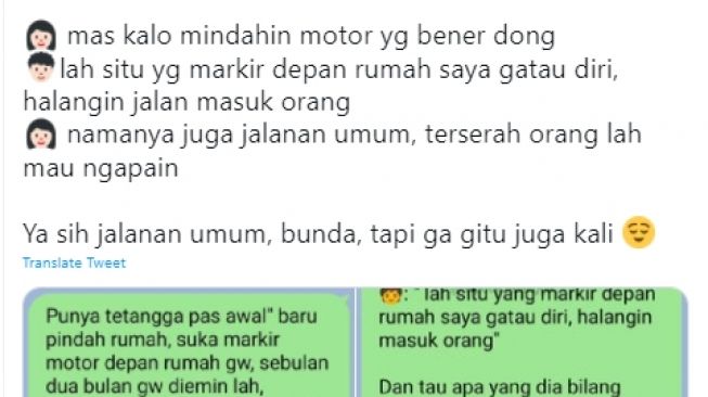 Tetangga Masa Gini? Tinggal di Gang Sempit, Parkir Motor Semena-mena Depan Rumah Orang, Pas Dipindah Malah Ngamuk