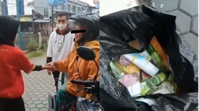 Terciduk Ngutil Dagangan Minimarket, Ibu-ibu Nangis Meminta Ampun, Warganet: Tuman, Motor Keren Tapi Nyolong