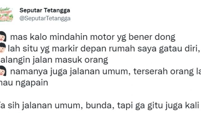 Curhat Warganet Punya Tetangga yang Kerap Parkir Sembarangan di Depan Rumahnya, Motor Dipindah Malah Nyolot