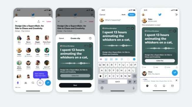 Uji coba fitur baru Twitter Spaces. [Twitter]