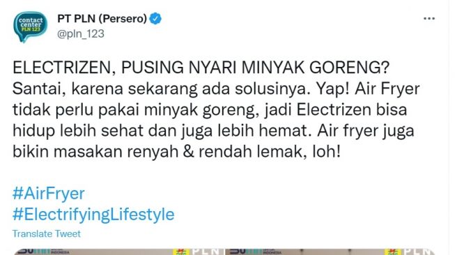 PLN Klaim Air Fryer Jadi Solusi Ganti Minyak Goreng, Malah Kena Hujat Warganet: Gak Kuat Bayar Listrik