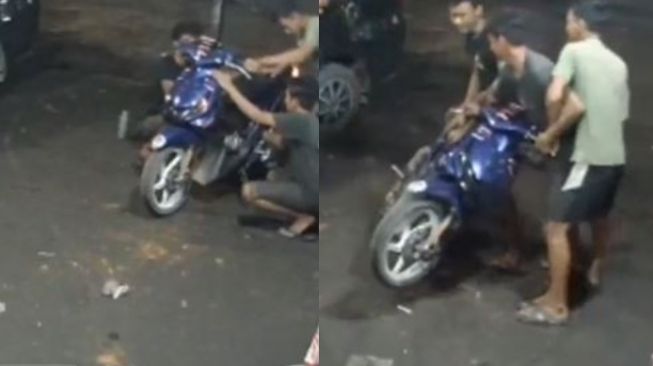 Loh Loh.. Aksi Pemuda Bingung saat Sepeda Motornya Ngacir saat Diservis