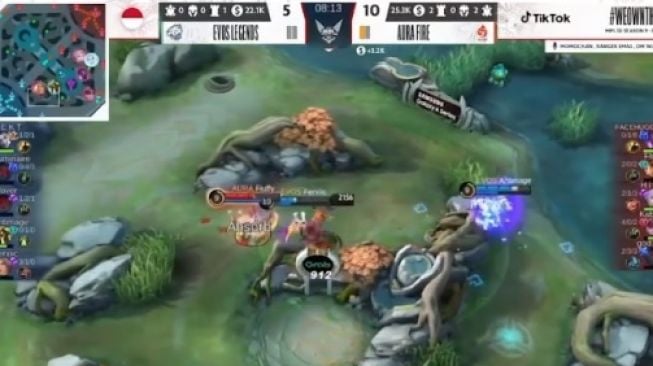 Aura vs Evos dalam MPL ID Season 9 minggu kelima. [Instagram/mpl.id.official]