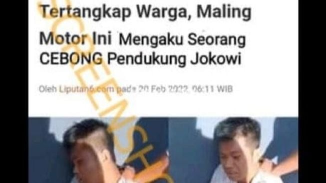 CEK FAKTA: Maling Motor Tertangkap Warga Ngaku Cebong Pendukung Jokowi, Benarkah?