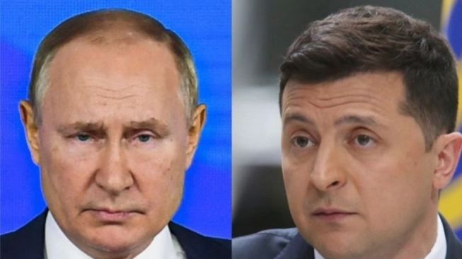 Foto dokumen menunjukkan Presiden Rusia Vladimir Putin (kiri) dan Presiden Ukraina Volodymyr Zelenskyy (kanan). [ANTARA/Xinhua]