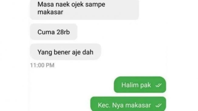 Percakapan yang bisa menghadirkan tawa antara pemesan dan driver ojol [Instagram: dramaojol.id].