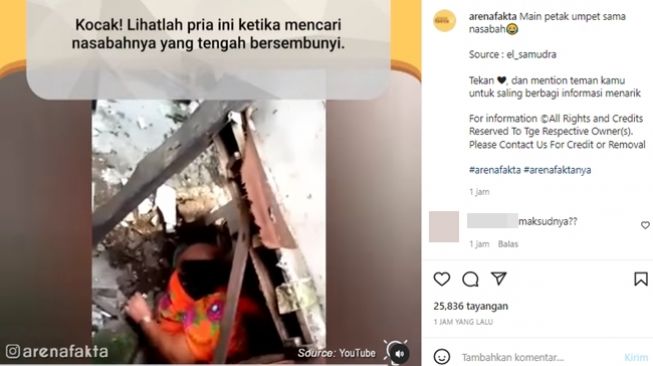 Penagih utang bak main petak umpet cari nasabah yang sembunyi, penampakan diduga gelang emas di tangan nasabah jadi sorotan. (Instagram/@arenafakta)