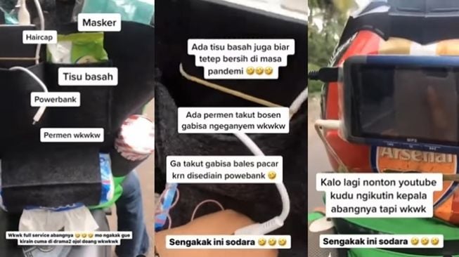 Viral ojek online bintang lima sediakan masker sampai powerbank untuk penumpangnya. (Instagram/@dramaojol.id)