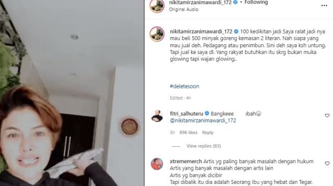 Nikita Mirzani bagi-bagi 500 minyak goreng (instagram.com)