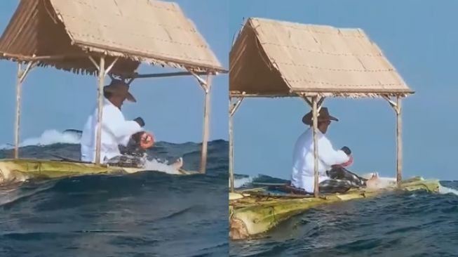 Bapak-bapak Santai Mancing di Tengah Laut, Bentuk Perahunya Bikin Publik Ngeri (instagram/netizeniseng)