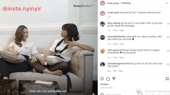 Fuji merasa bersalah atas meninggalnya Vanessa Angel dan Bibi Ardiansyah (instagram.com)