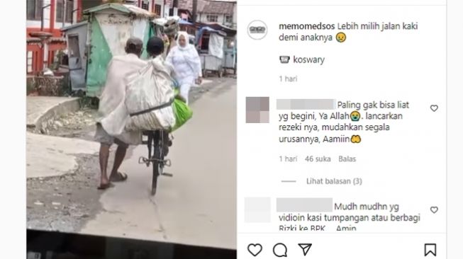 Bapak tua renta relakan anaknya yang naik sepeda bikin publik terenyuh. (Instagram/@memomedsos)