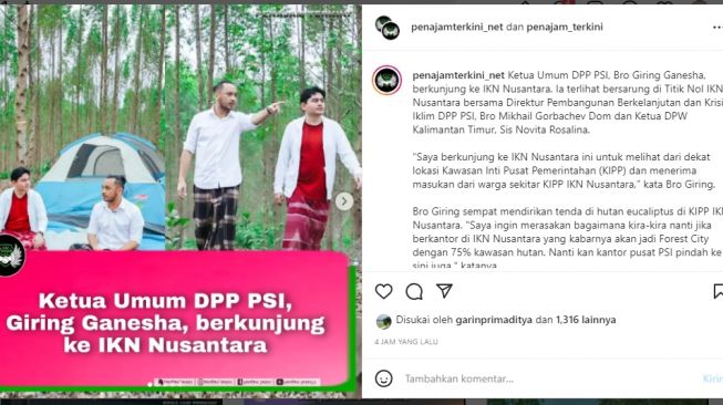 Tangkapan layar. [Instagram/@penajamterkini_net]