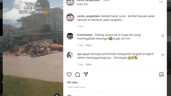 VIRAL! Video Jalanan dan Situasi di Kota Sangatta Usai Air Bah: Banjir Surut Terbitlah Sampah