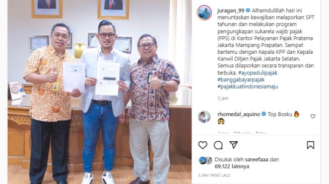 Disentil Anak Buah Sri Mulyani, Gilang Juragan99 Langsung Pamer Bayar Pajak di Instagram