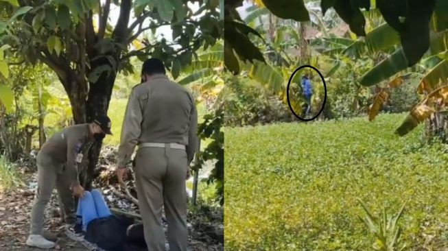 Pacaran di Kebun, Saat Didatangi Satpol PP Pria Ngacir Tinggalkan Pacar Ketiduran, Warganet: Buayanya Balik ke Rawa