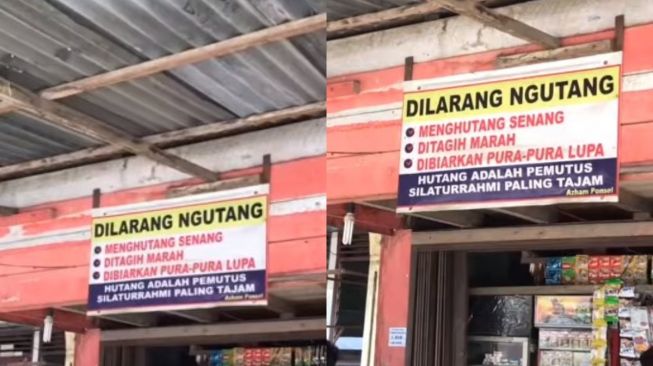 Ogah Terima Kasbon, Warung Ini Bikin Banner Peringatan untuk Pembeli: Utang Pemutus Silaturahmi