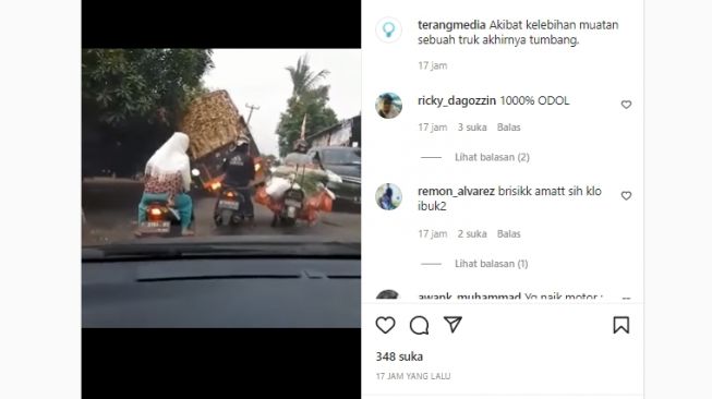 Detik-detik Truk Kelebihan Muatan Terguling, Malah 'Disukurin' Warganet