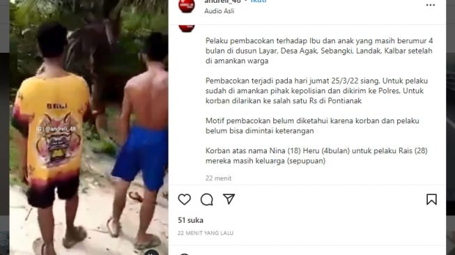 Sadis! Ibu Muda 18 Tahun dan Bayi Usia 4 Bulan Dibacok, Video Pelaku Diamuk Massa Beredar, Wajahnya Ditendang