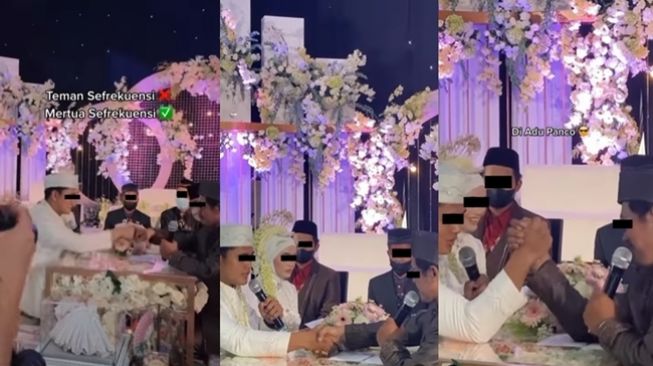 Sefrekuensi dengan Ayah Mertua, Pengantin Pria Ini Langsung Adu Panco sampai Salam Tos Pasca Ijab Kabul