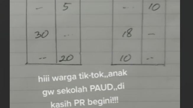 viral anak PAUD dapat tugas matematika hingga bikin guru PAUD kebingungan. [unaku4 / TikTok]