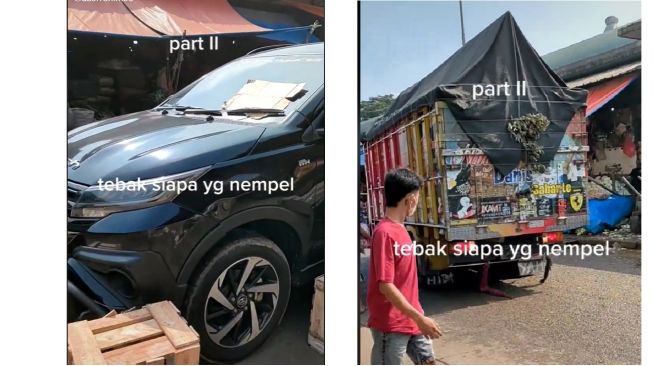 Toyota Rush parkir di tengah jalan hingga mengganggu akses truk bongkar muat jadi bahan cibiran (TikTok)