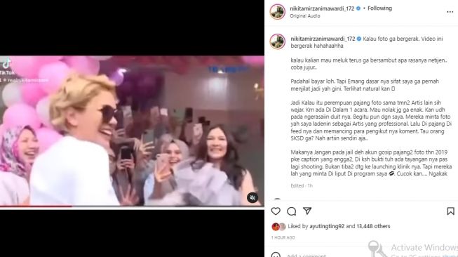 Nikita Mirzani menolak dipeluk Shandy Purnamasari (instagram.com)