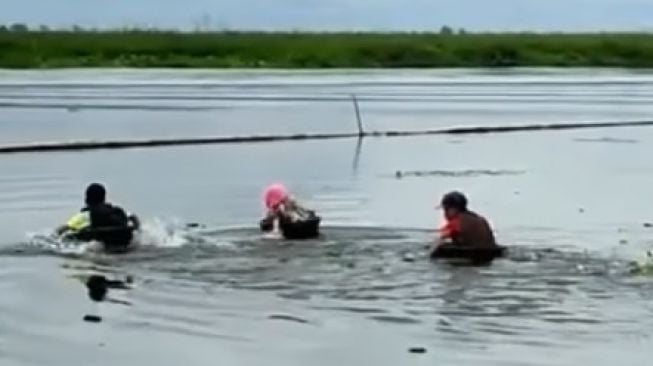 Sekolahnya di Tengah Rawa, Para Pelajar Ini Harus Naik Baskom Pergi ke Sekolah, Publik: Anak-anak Hebat