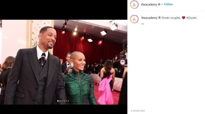Will Smith and Jada Pinkett Smith at the 2022 Oscars. (Instagram/@Theacademy)