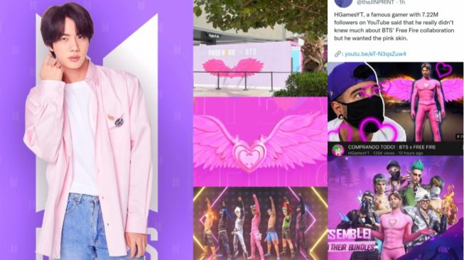 Popularitasnya Tinggi, Pink Angel Princess Jin BTS Jadi Simbol Resmi Promosi Free Fire