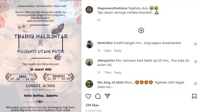 viral foto undangan nikah Fuji dan Thariq Halilintar [Intsagram/@thepowerofnetizens]