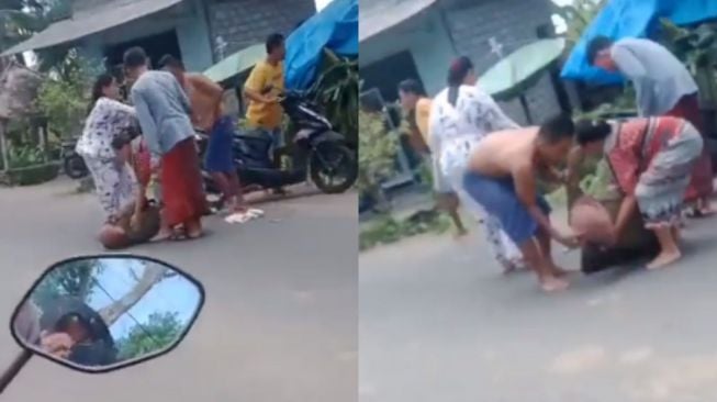 Awalnya Kaget Pemotor Jatuh di Jalan Raya, Mendadak Ngakak saat Salfok Lihat Pakaian Bapak yang Membantu