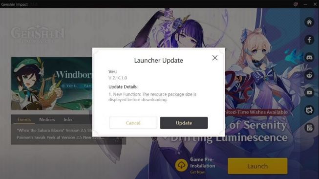 Cara Download Pra-instalasi Pembaruan Genshin Impact 2.6 di PC. [Sportskeeda]