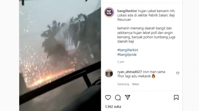 Viral Video Detik-detik Petir Menyambar Kawasan Pabrik Sakari di Pasuruan