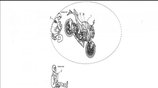 Gambar paten teknologi keselamatan yang dikembangkan Suzuki (Rideapart)