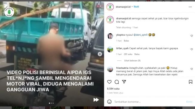 Viral! Diduga Alami Gangguan Jiwa, Polisi Pangkat Aipda Telanjang Sambil Kendarai Motor di Jalan Raya