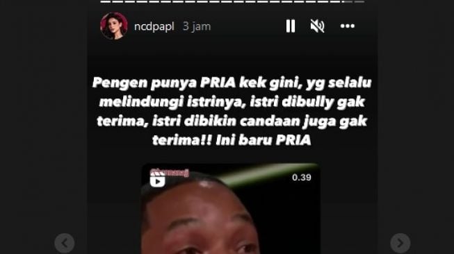 Nora Alexandra memimpikan punya suami seperti Will Smith yang mati-matian membela istrinya. [Instagram]