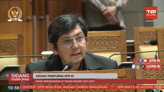  Anggota DPR Fraksi PKS Mustafa Kamal saat sidang paripurna DPR. (tangkapan layar)