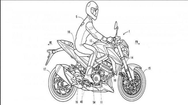 Gambar paten teknologi keselamatan yang dikembangkan Suzuki (Rideapart)