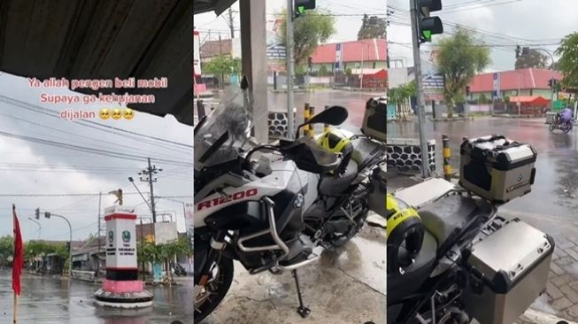 Pemotor sambat ingin beli mobil agar tak kehujanan, warganet malah marah. (Instagram/@indoviral8)