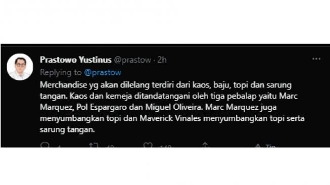 Klarifikasi benda pembalap MotoGP yang dilelang (Twitter)