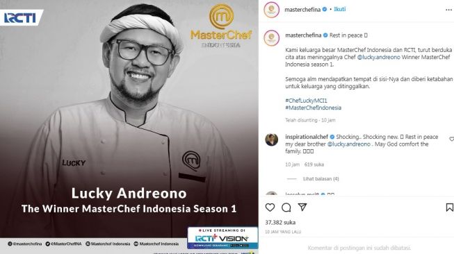 Unggahan soal Lucky Andreono [Instagram/@masterchefina]