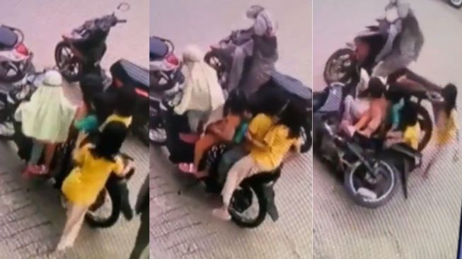 Duh, Lima Bocil Duduk di Motor Bersamaan Kontan Ambruk, Warganet Salfok Anak ini: Pura-pura Enggak Setongkrongan